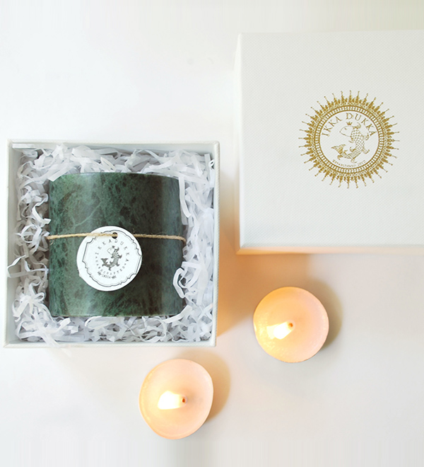 MARBLE PILLAR TEA LIGHT HOLDER – GREEN